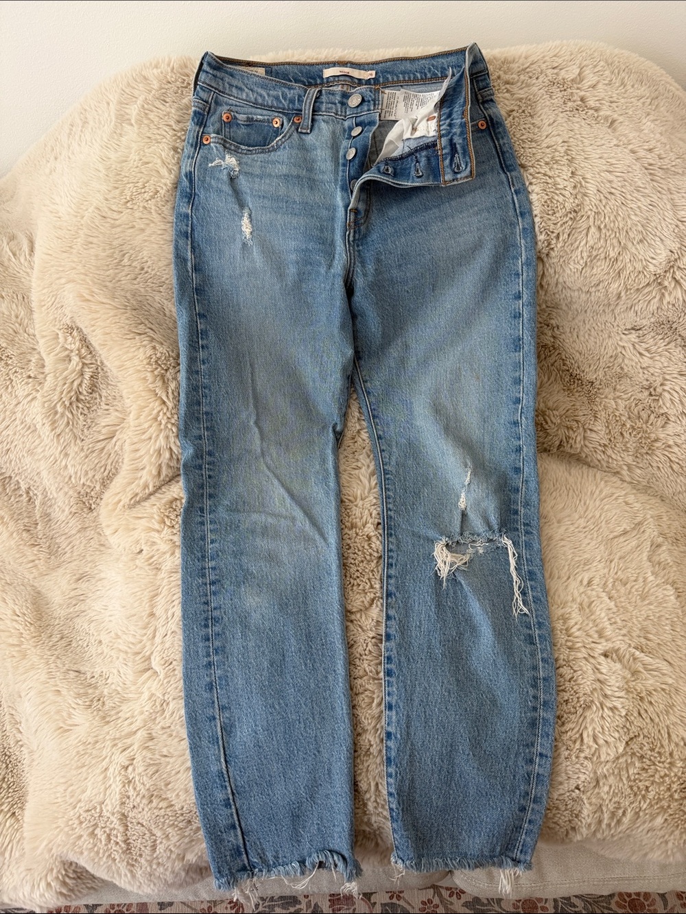 Levi's Light Blue Straight Leg Distressed Jeans